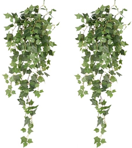Avoik 2 stycken konstgjorda växter hängande, konstgjord murgröna, hängande girlang, hängande växt, konstgjord murgröna, blad, konstgjord murgröna, växter, vinranka, grön växt för vägg, balkong