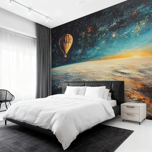 Genérico Decoracion Papel Pintado Globo Aerostático, Fotomurales Universo Espacio Exterior Papel Pared Tejido No Tejido Murales de Pared 300x210 Salon Dormitorio Decorativa W&42