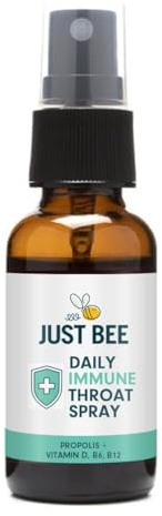 Just Bee Propolis & Vitamin Throat Spray (30ml) | Natural Bee Honey Propolis Throat Spray for Sore Throat Relief, Immune Support & Oral Support for Adults and Kids | Peppermint Flavour