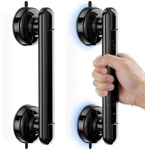 BANGMANG 2 Pack Grab Bars for Bathtubs and Showers, 11 Inch Bathroom Safety Grip No Drilling & Waterproof, 230lbs Heavy Duty Shower Handle Removable Bath Handrails for Seniors and Elderly, Black