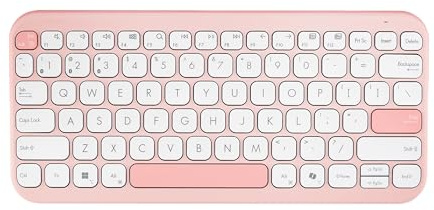 ASUS Marshmallow KW100 - Teclado inalámbrico (2,4 GHz, Bluetooth 5.0, con carrera de 1,6 mm, compacto y ultrafino, ergonómico, silencioso, con menos de 50 dB, color rosa