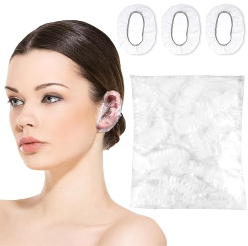 JYXNU 300 Pezzi Monouso Doccia Cuffie Orecchio Impermeabili, Monouso Paraorecchie, Trasparente Paraorecchie per Doccia, Protettive Copertura Dell'Orecchio con Elastici, per Colore Dei Capelli, Bagno