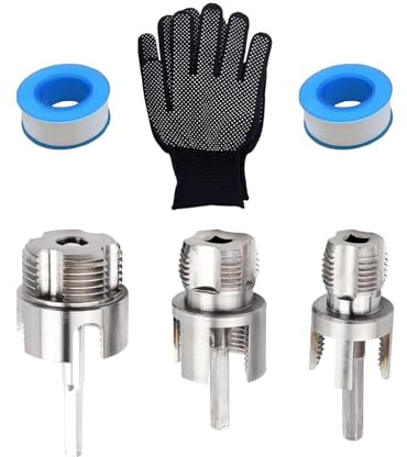 Juego de cortadores de roscas para tubos de PVC, con guantes y 2 cintas de sellado, cortador de rosca interior y exterior para tuberías, instalación de reparación de tubos de instalación eléctrica