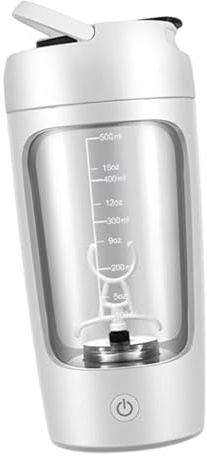 Genérico Botella Mezcladora Eléctrica para Proteínas 500ml | Shaker Automático Recargable USB | Vaso Mezclador Vortex sin BPA para Gimnasio, Creatina y Suplementos | Limpieza Automática (Blanco)