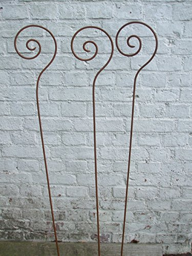 3 Stück, Gartenstab Schnecke, Rankstab, Rosenstab, Rost,150 cm, Eisen
