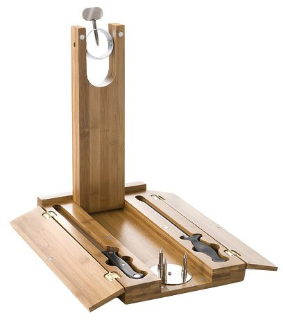 BRANDANI PORTAPROSCIUTTO Pieghevole Legno di Bamboo con Coltello AFFILALAMA Inox 57920