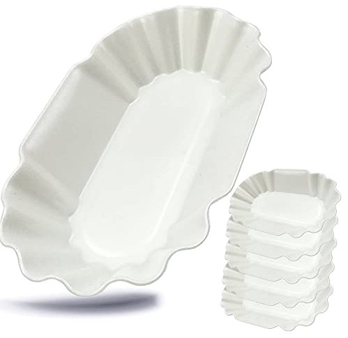Kerafactum Pommesschale Snack Schale für Pommes Currywurst Wurstschale Snackschale für Imbiss Kantinen Fritten Döner Schale wiederverwendbar Spülmaschinen geeignet oval 19,5 cm Mehrweg 6 Stück