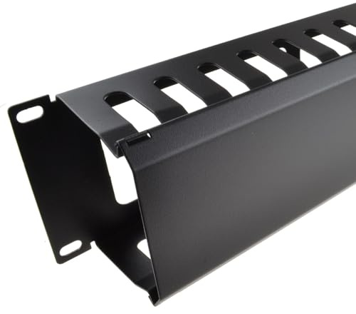 kenable Cable Management Bar Metal Dump Panel 2U for Data Cabinet 19 Inch Rack with Ventilation - Black
