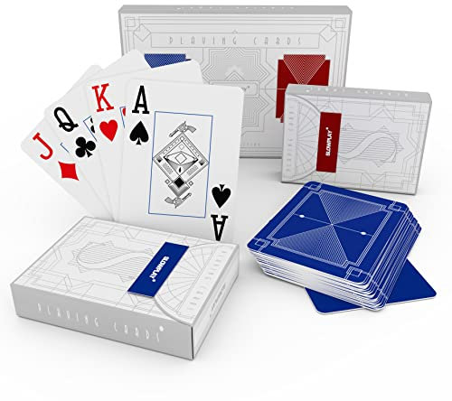 SLOWPLAY Carte da Gioco Poker Plastificate, 2 mazzi, 100% impermeabili all'acqua, in plastica, professionali