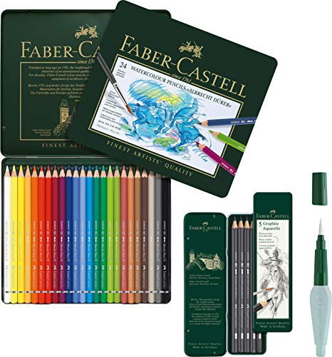 Faber-Castell Art und Graphic (Aquarelle Set Complete) inkl. Aquarellbleistifte, Aquarellstifte ABLRECHT DÜRER und Wassertankpinsel