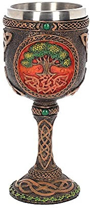 Nemesis Now Tree of Life Goblet 17.5cm Green, Resin w/Stainless Steel Insert