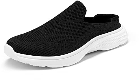 DREAM PAIRS Womens Mules Shoes Knit Slip-on Sneakers Comfort Slippers Flats Platform Lightweight Breathable Non-Slip Walking Shoes,Size 7,Black,SDML2201W
