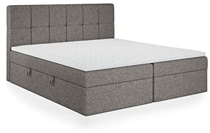 FEDVE Boxspringbett 160x200 Dunkelgrau – Mokpo – Praktisches Bett mit Bettkasten – Gemütlich Kopfteil Bett mit Matratze für Viele Jahr - Stabiles Doppelbett mit Stauraum zum Schlafzimmer