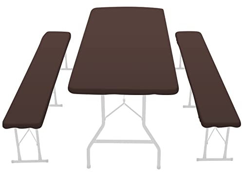 3 TLG Biertischauflagen Set mit Sitzpolsterung,Wasserdichte Oxford-Stoff Camping Tischdecke mit Elastischen Kanten für Bierzeltgarnitur, Picknicktisch-Abdeckung mit Bankabdeckungen für Outdoor (C)