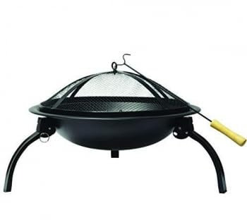 Garden Mile Tradizionale braciere rotondo in ferro per giardino con gambe, bruciatore a legna, riscaldatore portatile nero, resistente al calore, per esterni, patio, giardino, picnic, barbecue