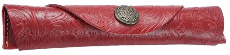 MiOYOOW Läderpennfodral, läderfodral, pennfodral, vintage, pennhållare, reservoarpenna, väska, handgjord fontän, pennfodral för skola, kontor, vardag, Röd snidad, Klassisk