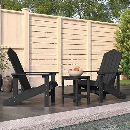 Gartenstuhlmöbel, Outdoor-Möbel, Outdoor-Sitzmöbel, Outdoor-Stühle, Garten-Adirondack-Stühle mit Tisch HDPE Anthrazit,