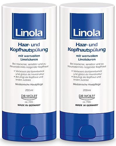 Linola Haar- und Kopfhautspülung - 2 x 200 ml | Spülung für trockene und empfindliche Kopfhaut | lindert Juckreiz | ohne Mikroplastik