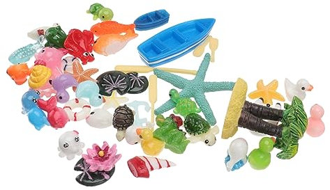 Garneck 40stücke Teiliges Deko Ozean-Stil Meerespflanzen Und Tiere Imitieren Kunstharz Wetterfest Für Sandkasten Und Außenbereich