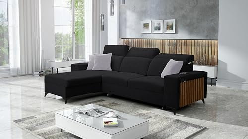 Best For Home Praktisches Ecksofa Benny I mit Schlaffunktion und praktischem Bettzeugfach - die perfekte Lösung für Ihr Wohnzimmer! (SAWANA14, Rechts)