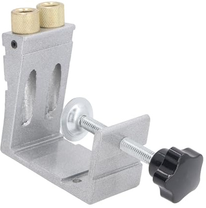 Kit Maschera per Fori Tascabili, Localizzatore di Punzoni Inclinato Regolabile, Set di Guide per Foratura per Tasselli per la Lavorazione del Legno in Lega di Alluminio,