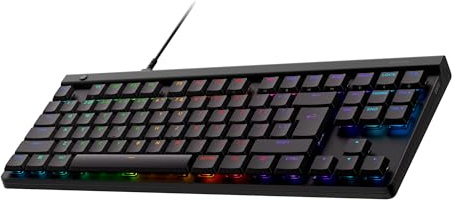 Logitech G515 TKL, tastiera gaming cablata a profilo ribassato, RGB completamente personalizzabile, copritasti in PBT bicomponente, switch Tactile, QWERTY US Internazionale - Nero
