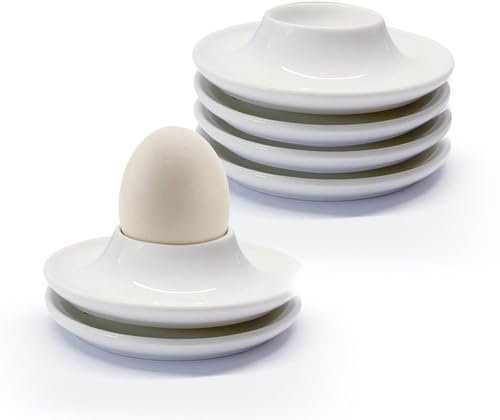 titioffice huevera porcelana, huevera ceramica blanca 6 piezas, huevera camping huevera desayuno, set redondo apilable set ceramica desayuno para huevos duros y blandos