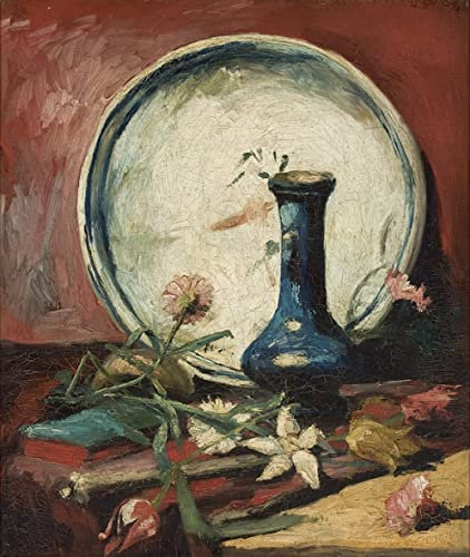 PTLYE Ölgemälde Wand Bild Auf Leinwand Leinwand Kunst Vase mit chinesischen Astern und gladiolen von vincent van gogh Leinwandbilder Bildfür Wanddekoration 60x90cm
