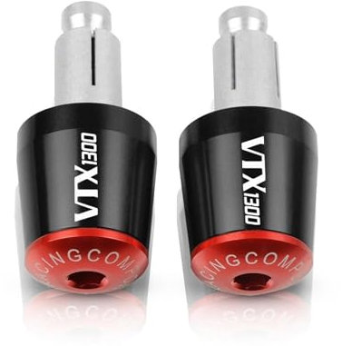 WITTYL Motorrad Für VTX1300 VTX 1300 Retro VTX1300C VTX1300CX 22mm Motorrad Lenker Getriebe Ausgewogene Stecker Slider Griff Bar End Griffe Kappe Griffende(Black-Red)