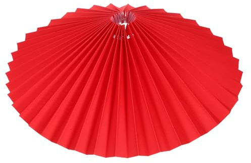 Hemobllo Red Pleated Fabric Lampshade, 12.18x6.29 Inch, Iron Frame, Umbrella Shape, Light Cover for Bedside Lamp, Table, Pendant, Easy to Install, Home Decor, Hotel, Restaurant
