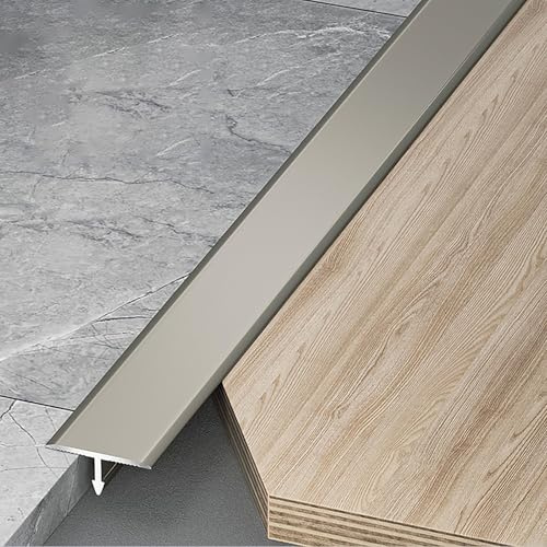 Raouoae Übergangsprofil T-Profil Ausgleichsprofil Aluminium Eloxiert Übergangsschiene 3 Stück 100cm Flach Ausgleichsprofil Abschlussleiste Für Fliesen Laminat/Parkett(High-End-Grau,Breite: 20 mm)