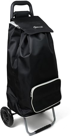 DIVCHI Shopping Trolley With 2 Wheels Foldable Heavy Duty Collapsible Shopping Cart | Grocery Trolleys | Utility Carts | Pull Along Trolley | Storage Cart (Black)