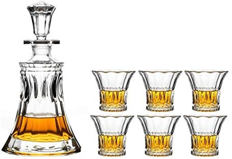 LXYDPZ Ensemble de Carafe à Whisky pour Hommes, Ensemble de Carafe à Whisky et de Verres en Cristal sans Plomb avec 6 gobelets en Verre, Coffret Cadeau pour Hommes, Papa, Mari, 7 pièces