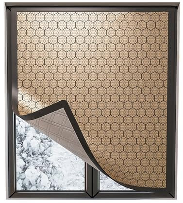 CMYAOYC Fenster Isolierung für Den Winter, Isolierfolie Fenster, Isolierter Innenvorhang aus Oxford-Stoff mit Graphenschicht, Isolierfolie Fenster Kälteschutz Selbstklebend(100 x 120 cm/39 x 47 in)