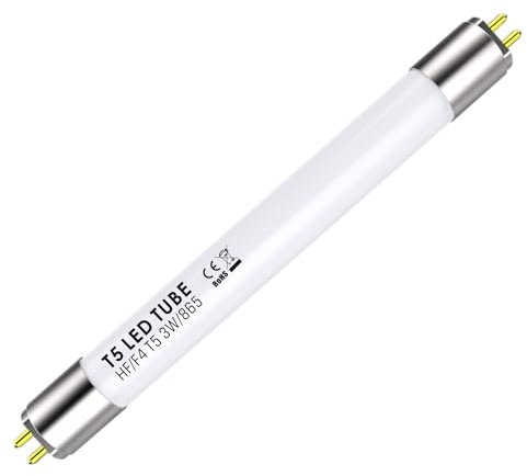IHYCTV T5 LED Röhre 135mm, 3W 390 Lumen 6500K Tageslicht, Ersatz 4W Energiespar-Leuchtstoffröhre F4T5, G5 Mini Bi-Pin, 140 Grad, mattiert, 1 Stück
