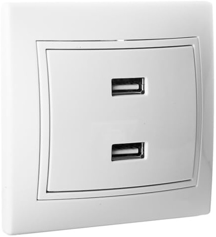 Cargador Doble USB 2x2.1A Blanco, Compatible con Europa, Ideal para Cargar Múltiples Dispositivos a la Vez.