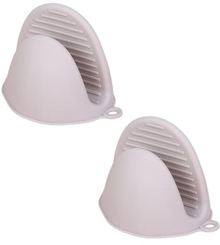 Bodhi2000 Guanti da forno resistenti al calore in silicone antiscivolo 1 paio di mini presine isolate per cucina barbecue beige