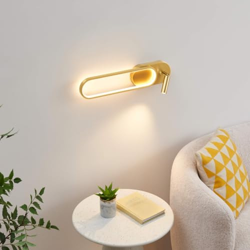 KOSILUM - Applique liseuse LED intégrée finition laiton double interrupteur - Jena - Lumière Blanc Chaud Eclairage Salon Chambre Cuisine Couloir - - 2348 lm - LED intégrée - IP20