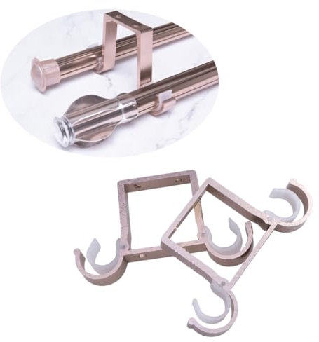 Gardinenstangenhalterungen, Gardinenstangenhalter, 2 Stück Gardinenstangen-Vorhanghalter, einfache Installation, Halterung, Vorhanghalterung, Haken, Jalousien, Halterungen aus Aluminium(Rose Gold)