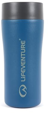 Lifeventure One-Touch Thermal Mug, 360° Push-Click Commuter Lid, 350ml | Leakproof Lid with all-around drinking, keeps hot drinks hot for up to 4 hours & cold drinks cool for up to 10 hours, Cobalt