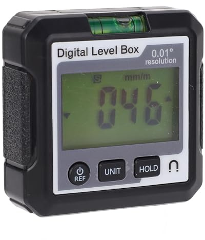 Digitaler Winkelmesser, 4 X 90 Grad Bereich, Magnetische Befestigung, Mehrere Messmodi, Datensperrfunktion für Holzbearbeitung, Autoreparatur (Schwarz und ß)