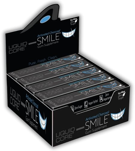 Smile Gum - Activated Charcoal & Hydroxyapatite for Whitening - Sugar Free Chewing Gum - Maintain Oral Health & Hygiene - Remove Unwanted Yellow Stains - Natural MCT Oil for Teeth Pulling (15)