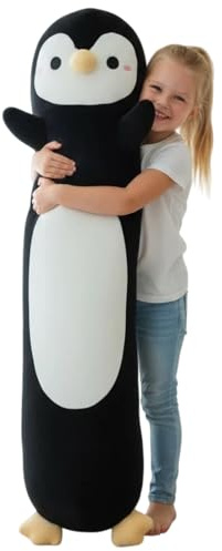 Aiuidun Peluche-Coussin Pingouin Long 60cm Ultra Doux - Jouet Câlin pour Enfant et Adulte, Idée Cadeau pour Anniversaire, Fille, Garçon, Noël, Saint-Valentin(Noir)