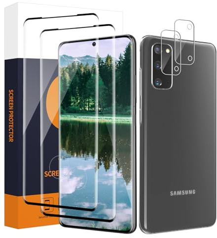 Carantee 2+2 Stück Schutzfolie für Panzerglas für Samsung Galaxy S20 5G, 9H Härte, Kameraschutz, Anti-Bläschen, Sensitive Touch Schutzglas, 3D Runde Kanten, Ultra-Klar Samsung S20 Displayschutzfolie