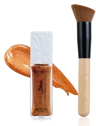 VOLLUCK Schimmerndes Körperöl 30ml mit Pinsel – Zarter Schimmer & zieht schnell ein, Body Shimmer Öl mit angenehmem Duft & leichter Textur – Für Dekolleté, Arme, Beine & Schultern