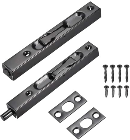 2 Stück Verdeckter sicherheitsriegel aus edelstahl,150mm,Verdeckte bündige Verriegelung, Türriegel Edelstahl,Schiebetürriegel, Türriegel-Schiebeschloss,passend für Holz- und Metalltüren, mit Schrauben