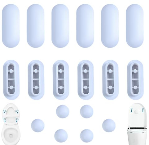 Tampons Pour Abattant De WC, Butées De Siège De Toilettes Pare-chocs De Rechange Pour Base De Toilette Ensemble De Tampons De Siège avec 12 Anneaux et 6 Couvercle Fixations Pour La Maison Le Bureau
