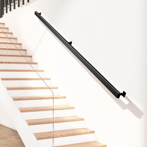 Corrimano per scale, ringhiera interna, corrimano nero, ringhiera per scale, può essere intrecciato, ringhiera per scale per balconi, corridoi, appartamenti, ville (A, 60 cm)