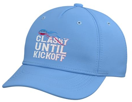 Classy Until Kickoff Game Day American Football Mom Adjustable Printed Baseball Hat, Light Blue