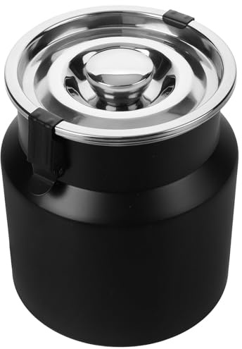 jojofuny Stainless Steel Milk Can 2.5l with Sealed Lid, Kitchen Storage Jug Food Jar for Milk and Grease, Black Metal Multi-purpose Food Storage Container for Home Use